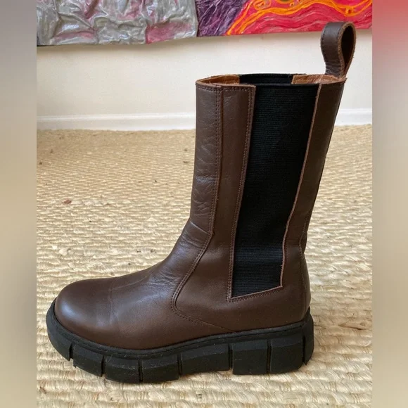 ALOHAS Armor Leather Combat Boot in Coffee Brown - Picture 10 of 14